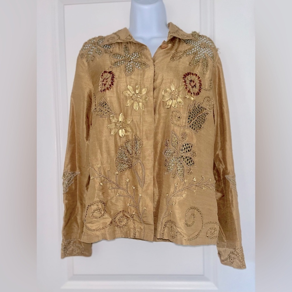 Vintage sandy starkman silk gold top